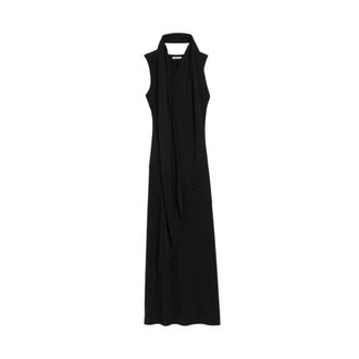Ami Jersey Maxi Lavali&egrave;re Jurk - Dames - Maxi kleedjes - Zwart - XS - Leer - Kleedjes