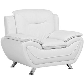Beliani Armchair LEIRA Faux Leather White