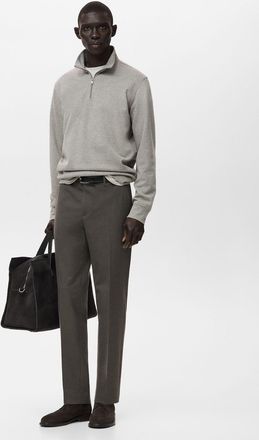 Mango Felpa regular-fit collo zip marrone medio - Uomo - XXL - MANGO MAN