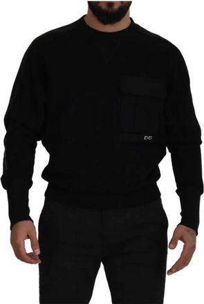 Dolce & Gabbana Zwarte Katoenmix Crewneck Sweater - Heren - Sweatshirts - Zwart - XS - Katoen - Hoodies & sweatvesten