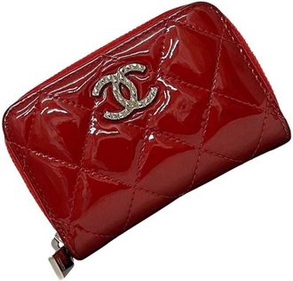 Chanel Red Color Patent Leather Coin Purse/Coin Case (Pre-Owned)