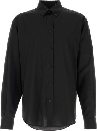 Fendi Black Logo-embroidered Shirt