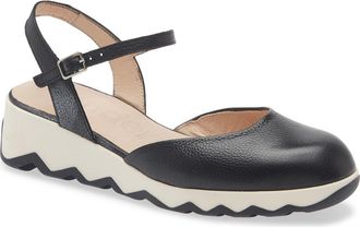 Wonders Ankle Strap Platform Ballet Pump in Wild Black at Nordstrom, Size 9.5-10Us