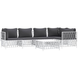 vidaXL Juego De Muebles De Jard&iacute;n 6 Piezas Con Cojines Acero Blanco Vidaxl