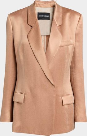 Giorgio Armani Cupro Double-Breasted Blazer Jacket