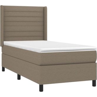 vidaXL Vidaxl - Cama Box Spring Colch&oacute;n Y Luces Led Tela Gris Taupe 90x190 Cm