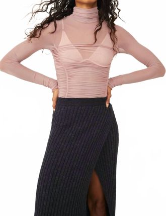 Free People Under It All Long Sleeve Mock Neck Bodysuit In Blush