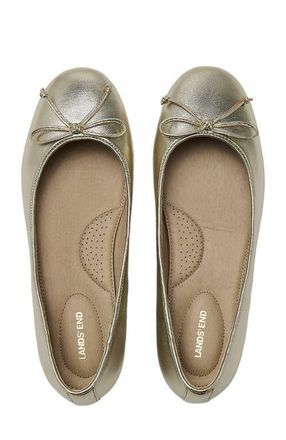Lands End Essential Leather Ballet Flats in Light Gold at Nordstrom, Size 9.5