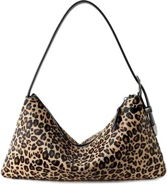 Generic Vintage Leopard Print Fashion Milk-patterned Horsehair Shoulder Bag Genuine Leather Adjustable Zipper(A-Leopard short fur)