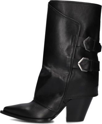 Strategia Zwarte Leren Hoge Laarzen - Dames - Cowboylaarzen - Zwart - 39 EU - Leer - Schoenen