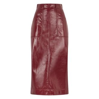 Philosophy di Lorenzo Serafini Rokken, Dames, Rood, M, Leer, Lange rok tot op de knie in elegant eco-leer Bordeaux