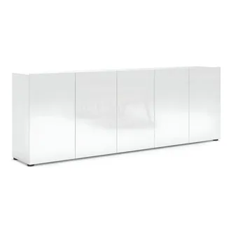 Levante Madia Moderna 5 Ante 225x38x80 Cm Bianco Lucido