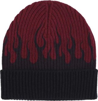 Vision Of Super Flames Beanie Hat met Ribbed Workmanship - Heren - Hoeden - Veelkleurig - ONE Size - Wol - Accessoires