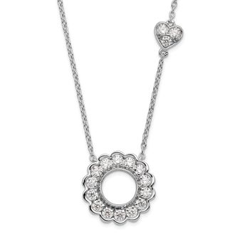Diamond2Deal 14K White Gold 3/4 Ct Lab Grown Diamond Heart and Circle Necklace 18 Clarity VS, Color G-H