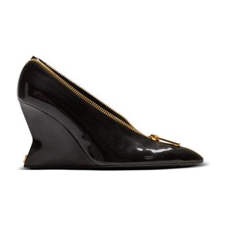 Balmain Pumps, female, Black, Size: 7 1/2 US Zip Wedge pumps in patent leather