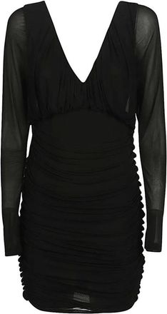 Saint Laurent Zwarte Viscose Jurk - Dames - Korte kleedjes - Zwart - 2XL - Kleedjes