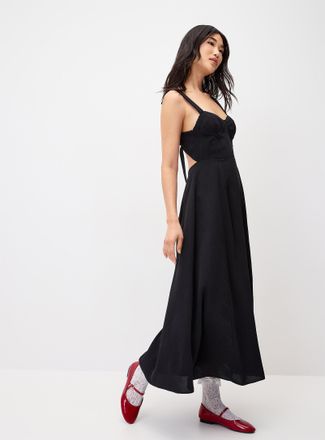 Twik Womens Open-back balconette maxi dress In support of Tel-jeunes & Jack.org