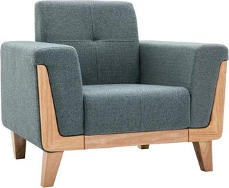 Miliboo Sill&oacute;n N&oacute;rdico De Tejido Verde Gris&aacute;ceo Y Madera Clara Fjord