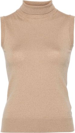 Sportmax Ardenza roll-neck vest - women - Virgin Wool - L - Neutrals