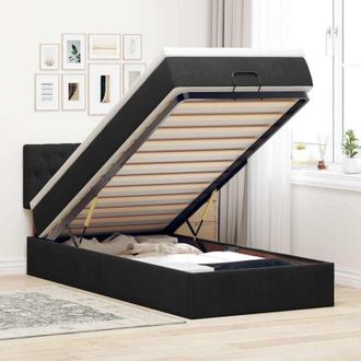 vidaXL Estructura De Cama Otomana Colch&oacute;n Terciopelo Negro 100x200cm
