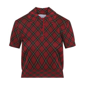 Alexander McQueen Alexander McQueen, Polo Shirts, female, Red, Size: XS Microcheck Polo Jersey