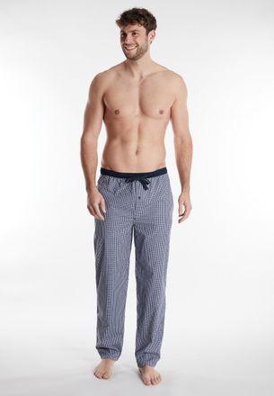 Tom Tailor Pyjamahose TOM TAILOR Dakota, Herren, Gr. 56 (XXL), N-Gr, blau (blau, mittel, karo), Popeline, Obermaterial: 100% Baumwolle, kariert, Basic lang, Hose