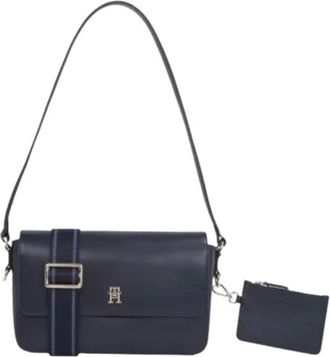 Tommy Hilfiger Tassen, Dames, Blauw, ONE Size, Omkeerbare Monogram Schoudertas