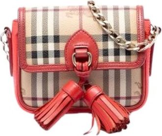 Burberry Pre-owned Canvas Crossbody Bag - Dames - Vintage Schoudertas - Beige - ONE Size - Leer - Vintage