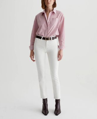 AG - Adriano Goldschmied Mari Mid Rise Slim Straight Leg Jean In Powder