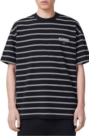 AllSaints Underground Stripe T-Shirt in Jet Black /Chalk White at Nordstrom, Size Xx-Large