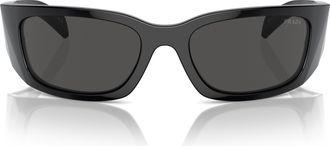 Prada Black 0pr A19s Rectangular Faceted Sunglasses