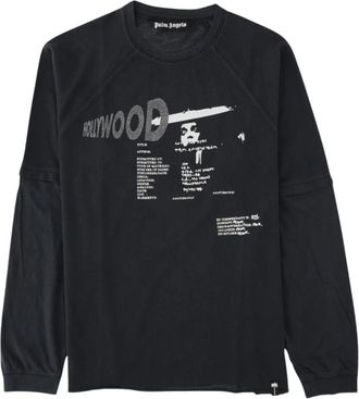 Palm Angels Neon Blvd Double Layer L/S - Heren - T-shirts - Zwart - M - Katoen - Tops