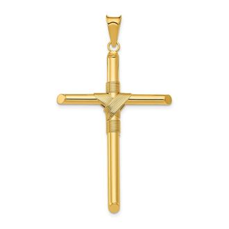 Diamond2Deal 14k Yellow Gold Polished Center Wrap Tube Cross Pendant