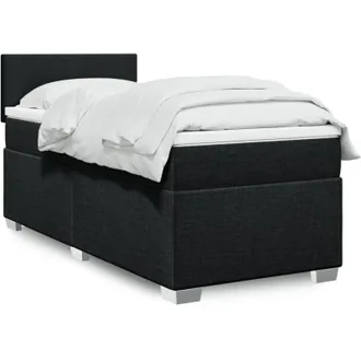 vidaXL Cama Box Spring Con Colch&oacute;n Tela Negro 80x200 Cm Vidaxl
