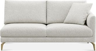 Castlery Lena Right Arm 2 Seater Sofa Customized, (Performance Boucle) Light Grey (Brass Legs), Spill Resistant, Removable Covers for Sofas by Castlery