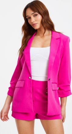 Quiz Womens Ruched Sleeve Tailored Blazer