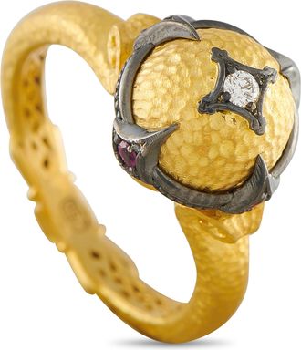 Konstantino 18K Yellow Gold Diamond and Ruby Ring KS05-050426