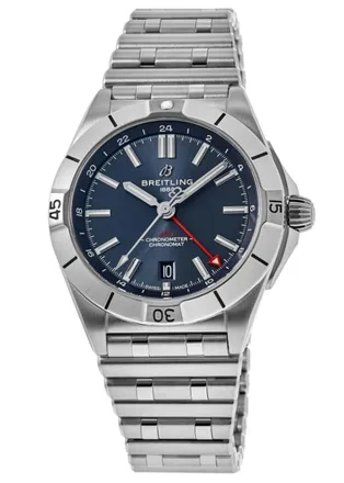 Breitling Chronomat Automatic GMT 40 Blue Dial Steel Mens Watch A32398101C1A1