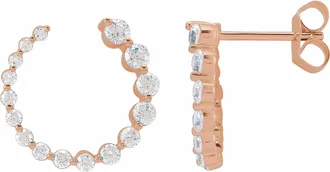 Diamond2Deal 14K Gold 7/8ct Lab-Grown Diamond Front-Back Earrings Clarity SI, Color G-H