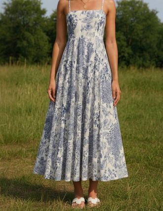 Olivaceous Briar Maxi Dress In Blue/white