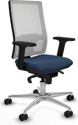 Piqueras y Crespo Piqueras Y Crespo - Horna sincro malla blanca similpiel azul marino brazos 2D base aluminio ruedas 65mm nailon