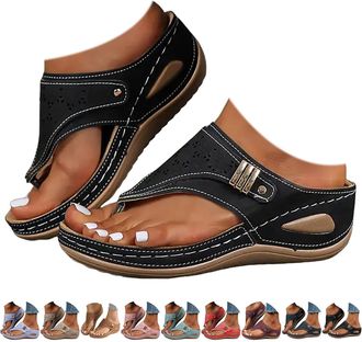 Generic Orthopedic Wedge Sandals for Women Lightweight Orthopedic Flip Flops UK Toe Post Slippers Arch Support Casual Outdoor Slippers Wide Fit New Summer Sli