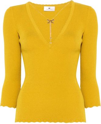 Elisabetta Franchi Top a coste - Giallo