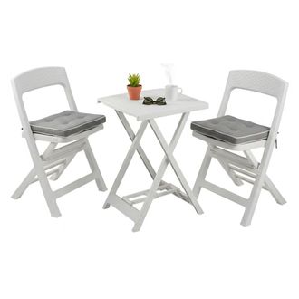 Dmora Set De Jard&iacute;n Cassville, Sal&oacute;n Exterior Para 2, Mesita Made In Italy, Blanco