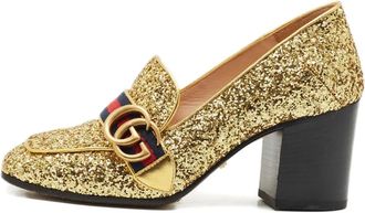 Gucci 75 mm pumps met glitters en streep - Goud