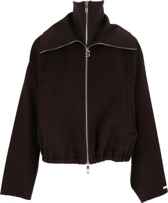 Sportmax Brown Emiro Cropped High Collar Jacket