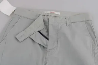 Jucca Cotton Gray High Waist Skinny Cropped Trousers Womens Pants