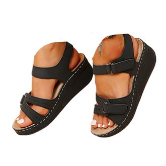 Generic Sandals for Women Summer Mesh Beach Sport Hollow Casual Open Toe Flat Soft Bottom Breathable Shoes Ladies Sandals Slides Women Slip on Sandal (Black-1