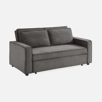 Sweeek Sweeek - Sof&aacute; Cama De Pana De 3 Plazas, Chill, Gris, 172.5x91.5x88.5 Cm