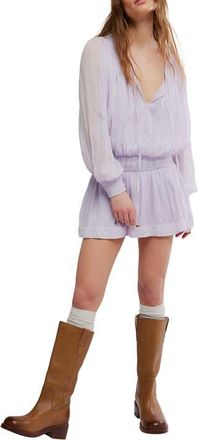 Free People Sunbeam Long Sleeve Cotton Blend Minidress in Orchid Hush at Nordstrom, Size X-Large